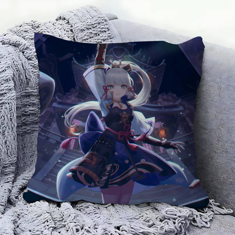 GAME Characters Kamisato Ayaka Pillow Cover For Bedroom Room And Living Room Sofa Decorative Cushion Cover