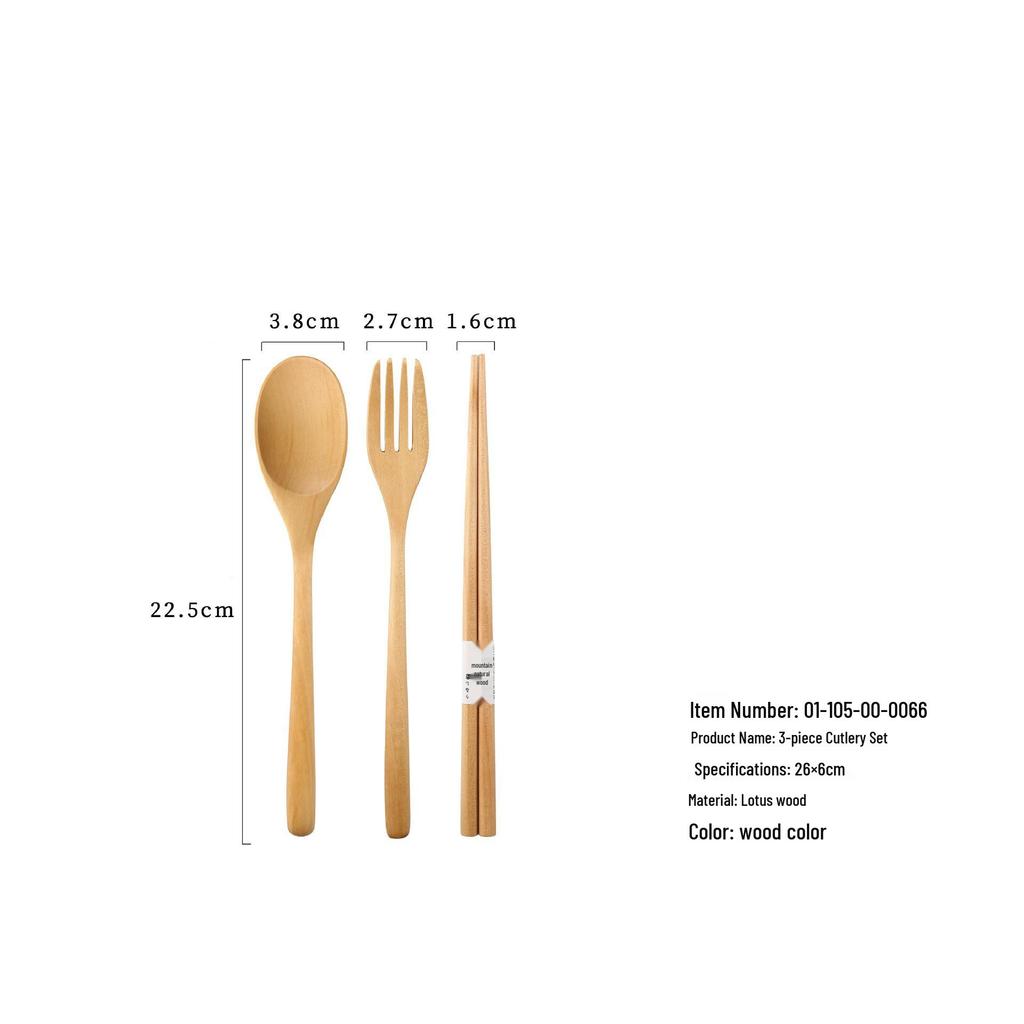 YFJY Drewniany Zestaw Sztućców: Grawerowalny widelec, łyżka, pałeczki z materiałowym woreczkiem - Idealne na wesela i do codziennego użytku