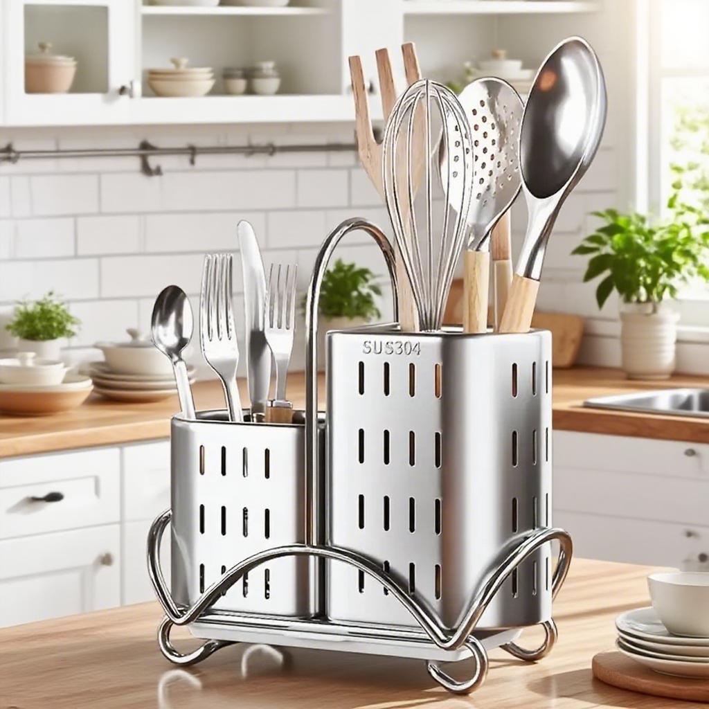 Kitchen Cutlery Organiser, Stainless Steel Utensil