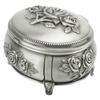 Oval Jewelry Organizer Box Emboss Alloy Trinket Jewelry Box  For Rings Necklaces Earrings