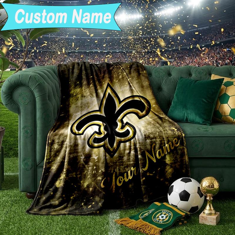 Custom Name Blanket Orleans Saints Logo Blanket Bedding Blanket for Travel, Camping, Living Rooms, Offices, Sofas, Fan Christmas gift