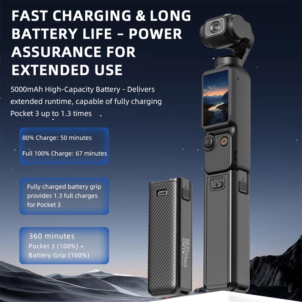 Для DJI Osmo Pocket 3 Портативна батарейна ручка Легка батарея для спортивної камери Ручка-тримач для камери Павербанк Аксесуар для камери