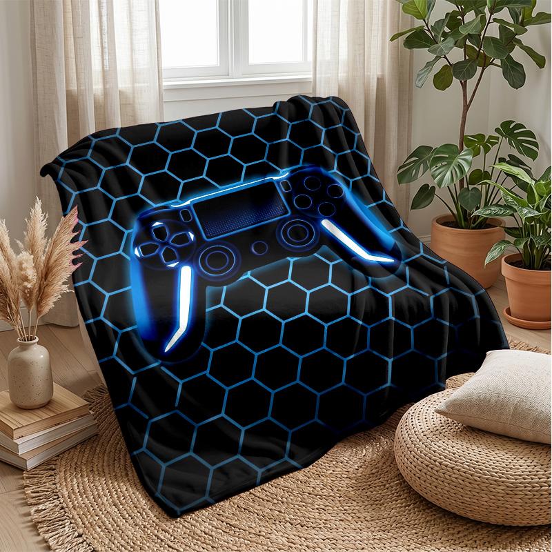 Neon Game Controller Theme blanket Lightweight Warm Flannel Blanket Decorative Throw Blanket for Home Decoration