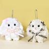 Lovely Bowknot Rabbit Keychain Plush Animal Shaped Keyring Student Bag Charm Backpack Accessory for Fashionable Women