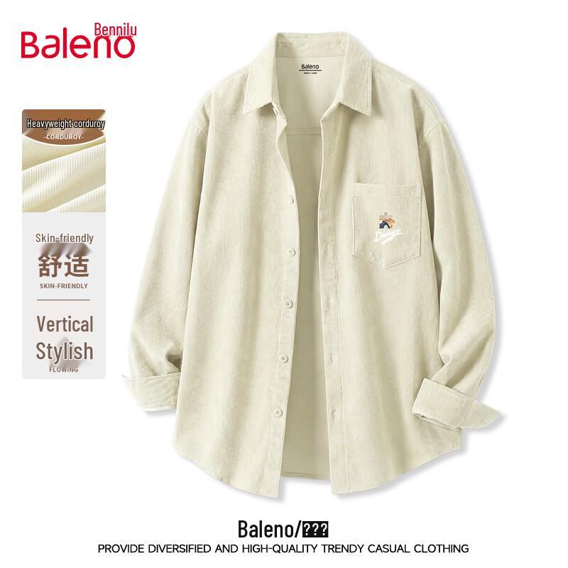 Мужская ретро рубашка с длинным рукавом из вельвета Baleno 3XL