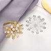 Table Decor Napkin Ring Gold,Silver Hollow Flower Design Pearl Embellishment Metal Alloy Material Zinc Alloy Construction