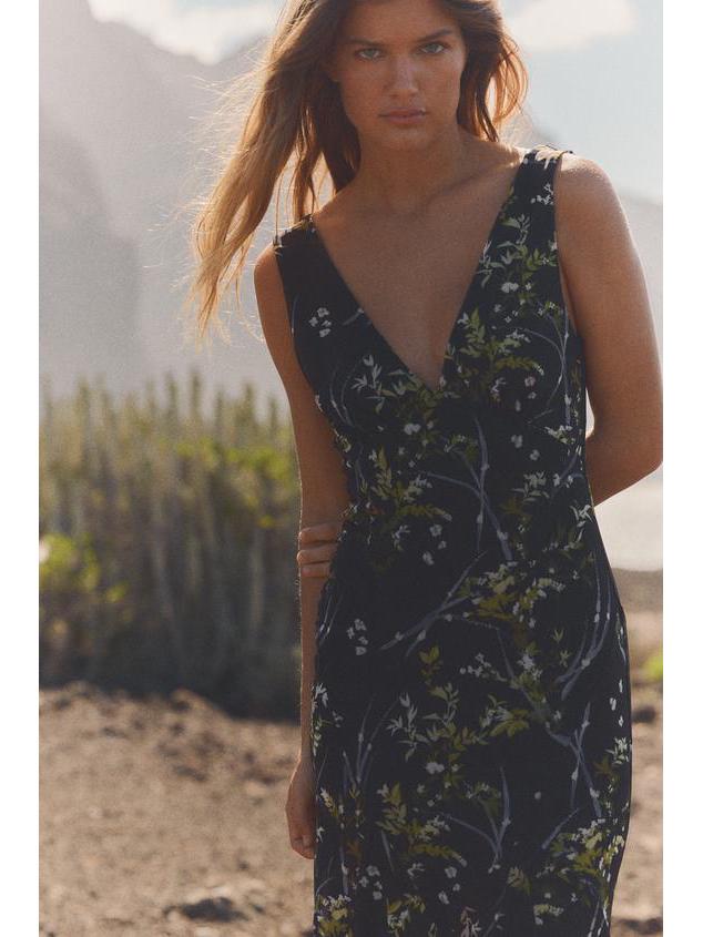 2025 Spring/Summer Women's European & American Style Waist-Hugging Sexy Printed Dress