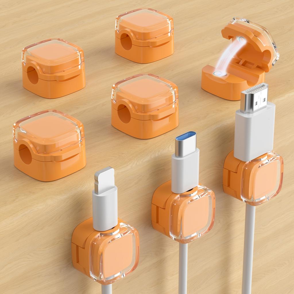 6-Pack Magnetic Cable Clips with Adjustable Adhesive Cord Holders - Strong Magnetic & Adhesive Base,Organize Chargers, Cables, Earphones, Cord Clips