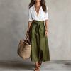 Damen Langarmshirt und Maxirock mit Bindegürtel 2-teiliges Freizeit-Outfit