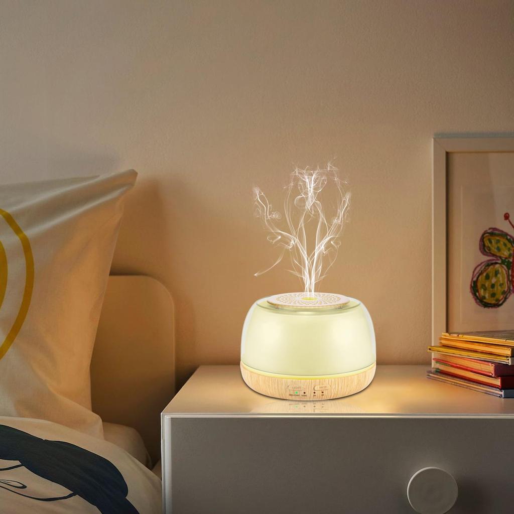 Wood Grain Ultrasonic Aroma Diffuser Lamp, 300ml Humidifier for Bedroom/Desktop