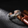 Adjustable Open Ring Men Women Vintage Wave Stripe Geometric Design Plated Boho Chic Finger