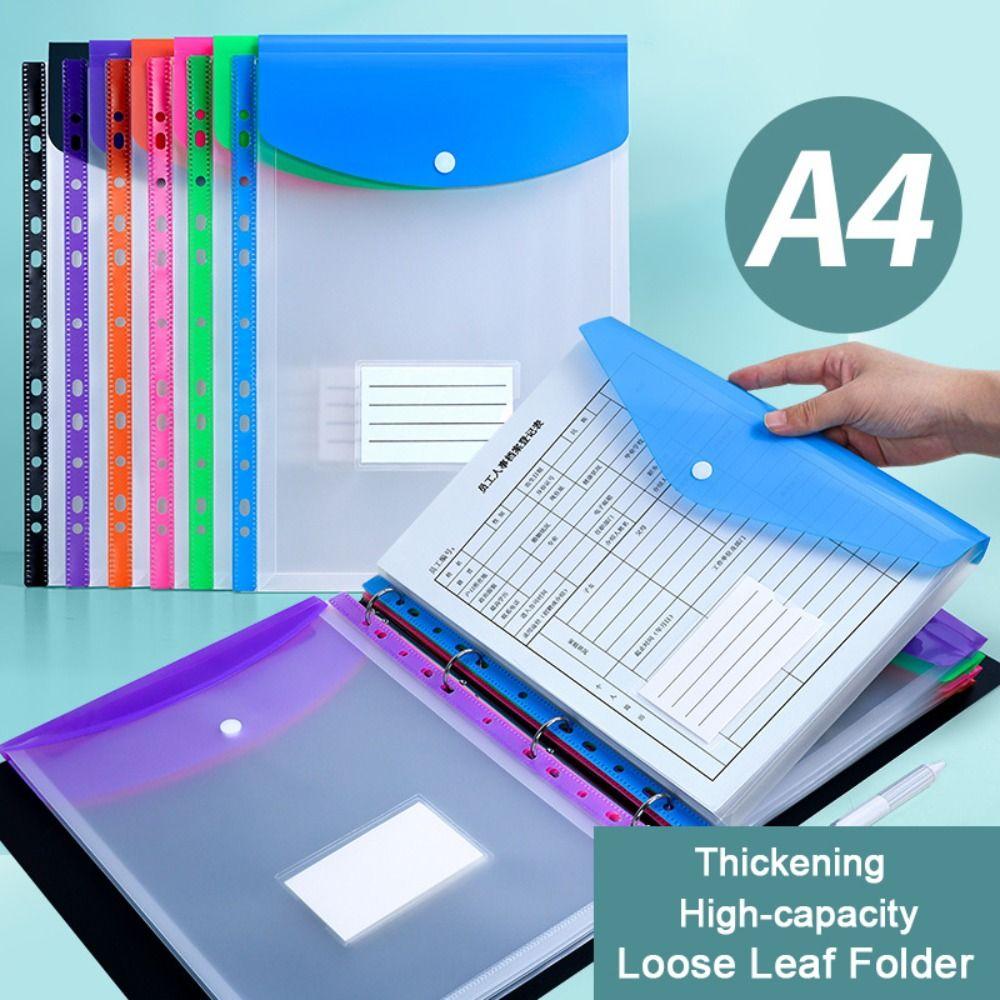 6 Pcs New PP Binder Folders Clear Envelopes Punched Pockets 11 Holes A4 Label Loose-Leaf File Management