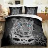 Tiger Lion Leopard Duvet Cover Set Animal Theme 3D Bedding Set King Queen Size For Kids Boy Girl Teens Polyester Comforter Cover
