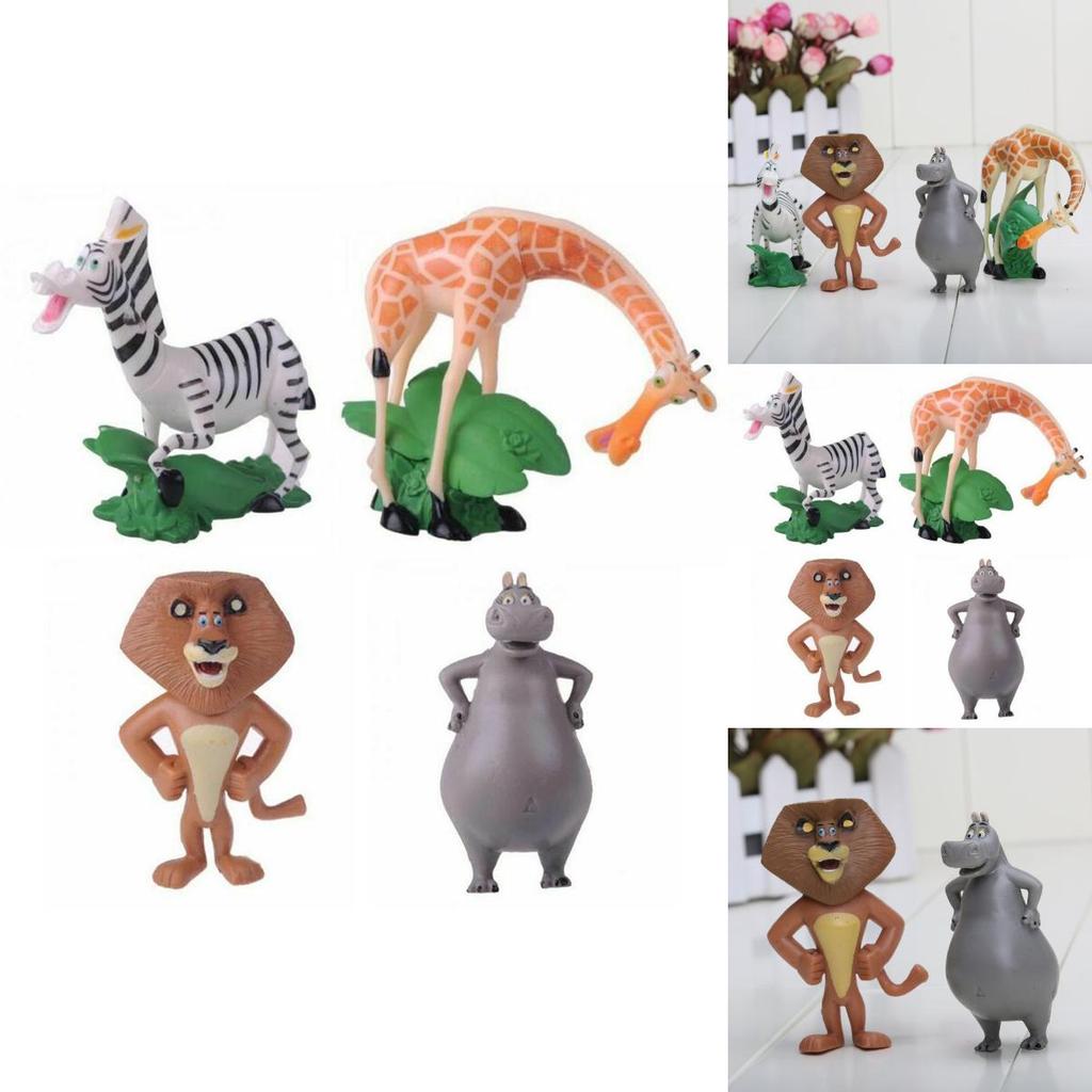 Figuras de Acción de la Película Madagascar 4 Piezas Colección de Muñecos Juguete Para Niños Lindo Y Mini Juguete
