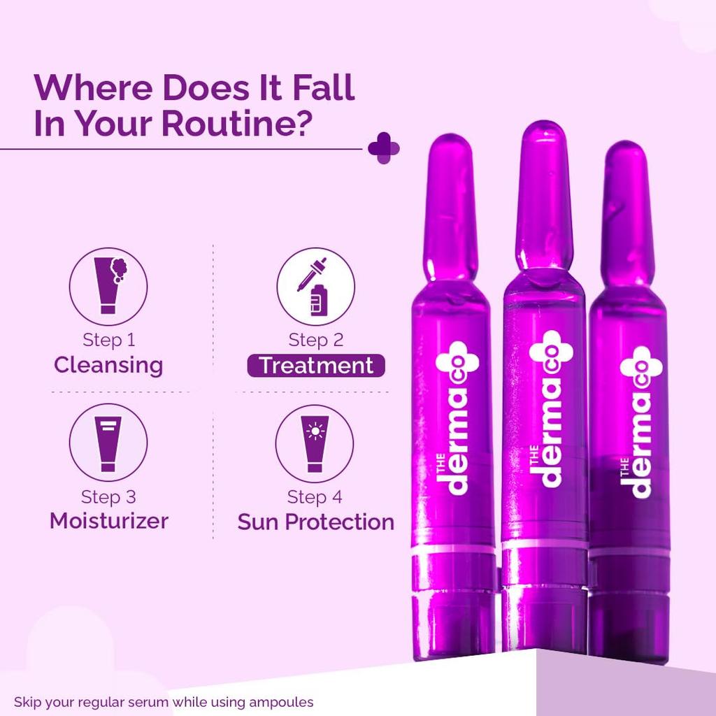 The Derma Co Glycol- und Kojisäure Fresh Mix Ampullen-Set gegen das Erscheinungsbild dunkler Flecken und für Ausstrahlung Alle Hauttypen 14 ml