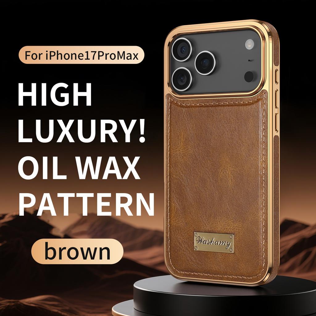 Electroplate Retro Oil Wax Leather Case for iPhone 16 Pro Max 17 Air 15 14 High Transparency Lens Magnetic Charging Phone Cover