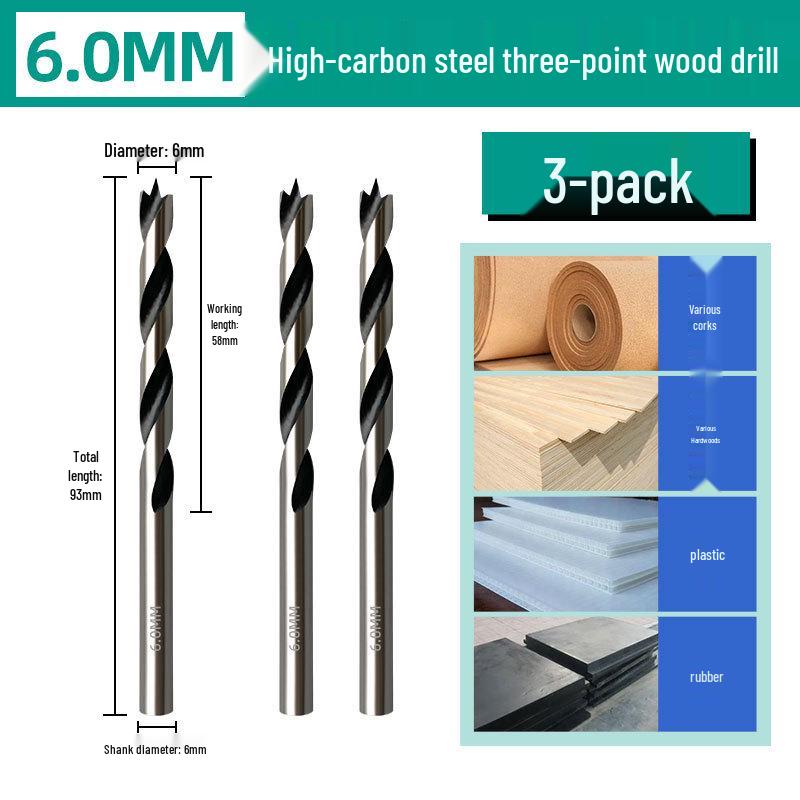 Carbon Steel Multi-Functional Woodworking Drill Bit for Three-Point Positioning
