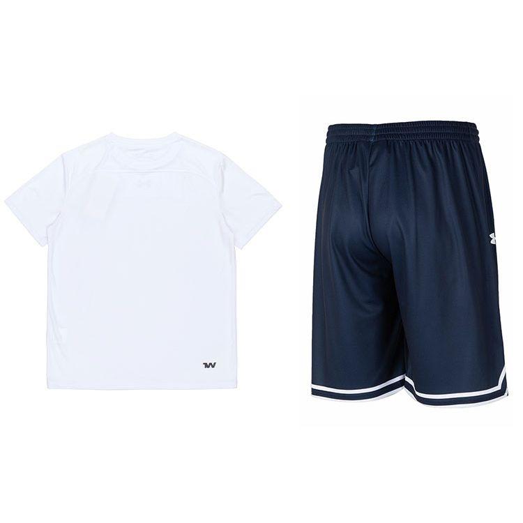 Under Armour Round Neck Logo Print Short Sleeve T-Shirt Striped Comfortable Breathable Shorts Casual Sports Suit Men Suit 21500513-100+24500206-409