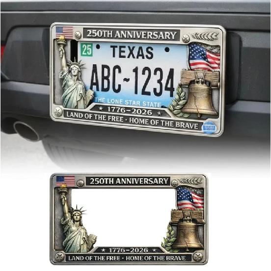250th Anniversary Commemorative License Plate Frame High-quality Vietnam Veteran Salute Mental License Plate Decorative Frame License Plate Covers
