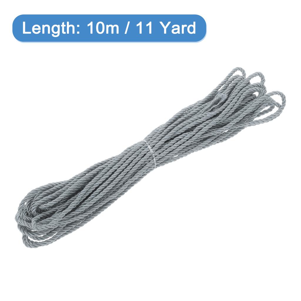 Uxcell 11 Yard 3mm Twisted Cord Trim 3-Ply Twine Braided Rope Shiny Thread String for Craft Gift Bag Curtain Christmas Decor