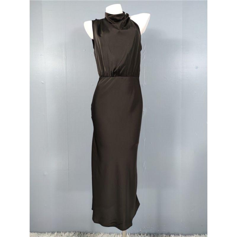 Export Single Fashion Niche Personality Sleeveless Adult Lady Like Woman Graceful Stand Collar Smooth Fabric High Quality Commuter Dress Women