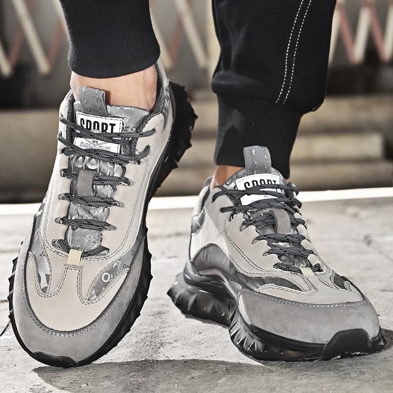 Men's Genuine Leather Running Shoes Outdoor Casual Sports Comfortable Durable Lace Up Design Suitable Outdoor Sports Daily Wear