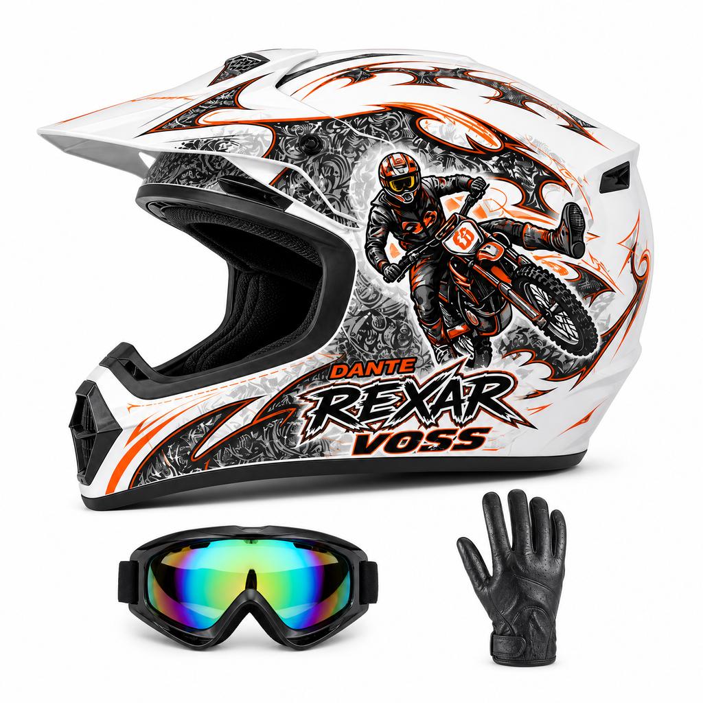 LOVSI ABS Full Face Motocross Helmet Model 125 Replacement for ATV Pit Bike Off-road Use Sizes M/L/XL 1 Year Warranty DOT