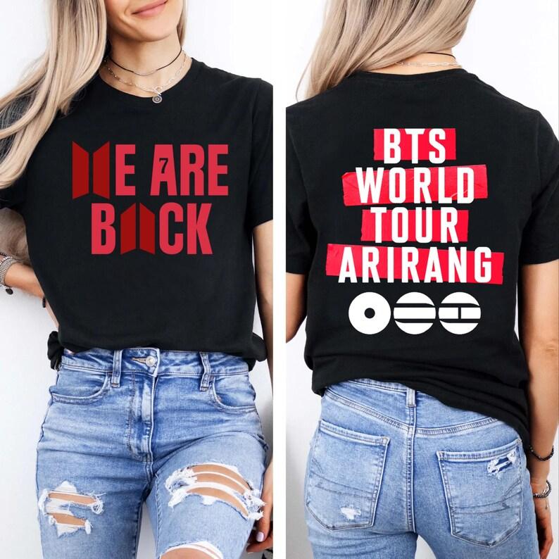 

Футболка BTS World Tour 2026, Футболка Bangtan Boys Comeback 2026, Мерч для концерта K-pop с принтом символа, Подарок для фаната ARMY, Винтажная черная футболка BTS 4XL