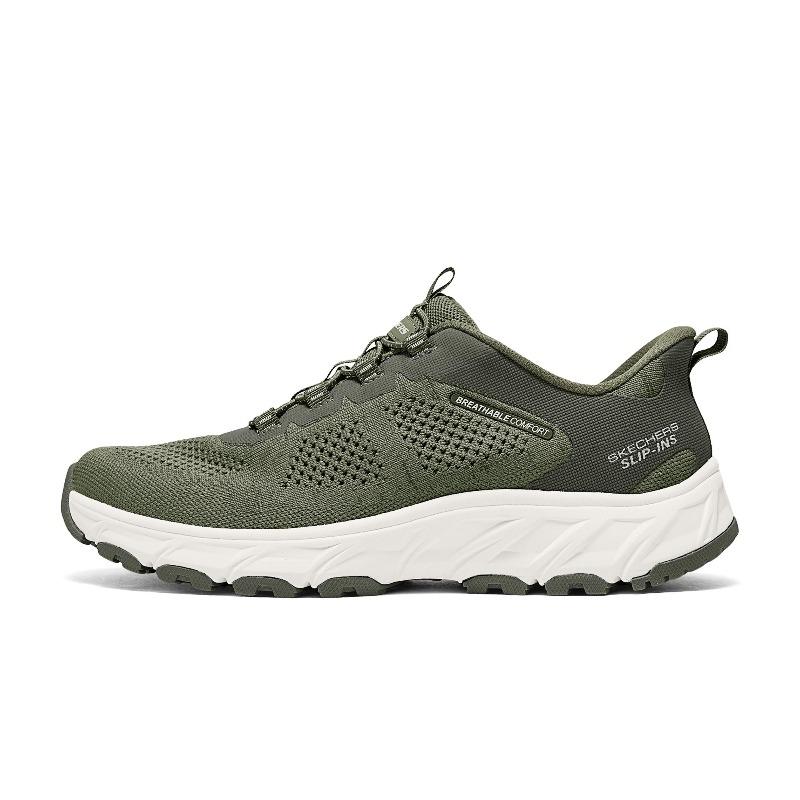 Skechers Hillcrest 2.0 Men Olive Green Low Top Outdoor Shoes Versatile Comfortable Durable 237799-OLV 42