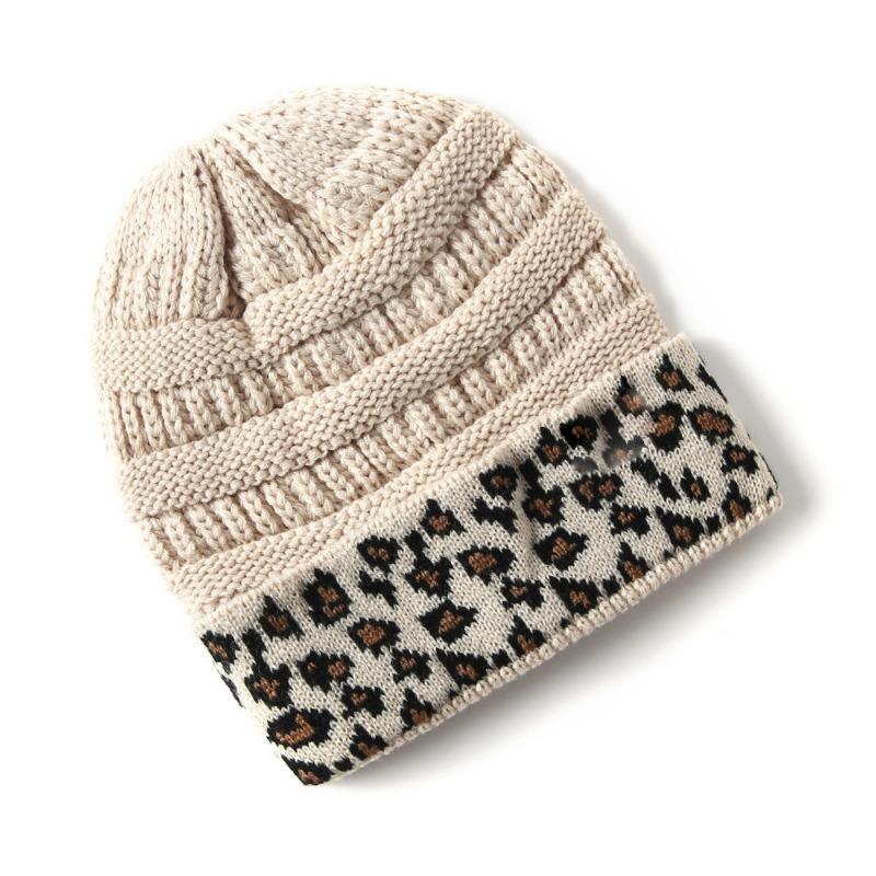 Women S Winter Warm Knit Beanie Hat Leopard Pattern Adult