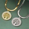 LIKGREAT Tree of Life Stainless Steel Necklace for Women New Fashion Clear Zircon Round Pendant Necklaces Jewelry Wedding Gift