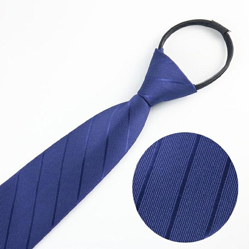 Elegant 8Cm Lazy Ties Blue Black Red Striped Men Shirt Business Dress Zipper Tie Neckties Accessories Wedding Groom