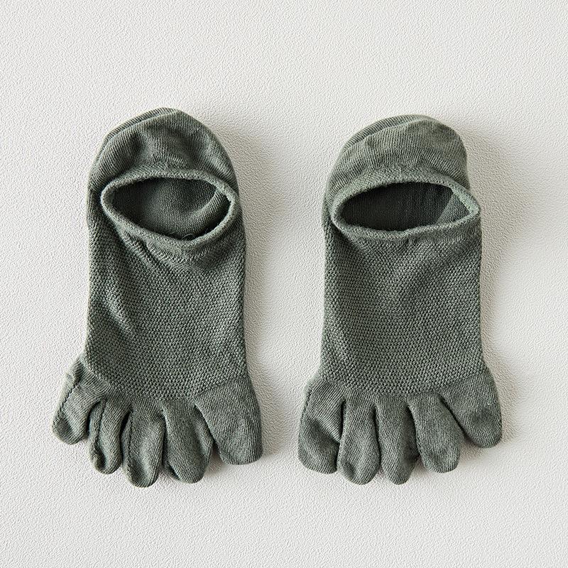 Chaussettes d'orteils en coton de couleur unie gris noir mi-mollet chaussettes pour femmes automne hiver chaud respirant chaussettes à cinq doigts