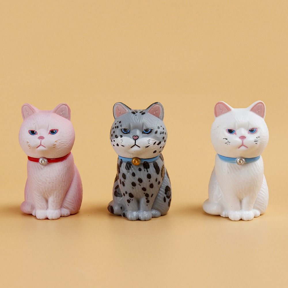 Small Bell Sitting Cat Figure Toy Mini Mini Cat Ornament Simulated Cat Model Doll  Desktop Decor