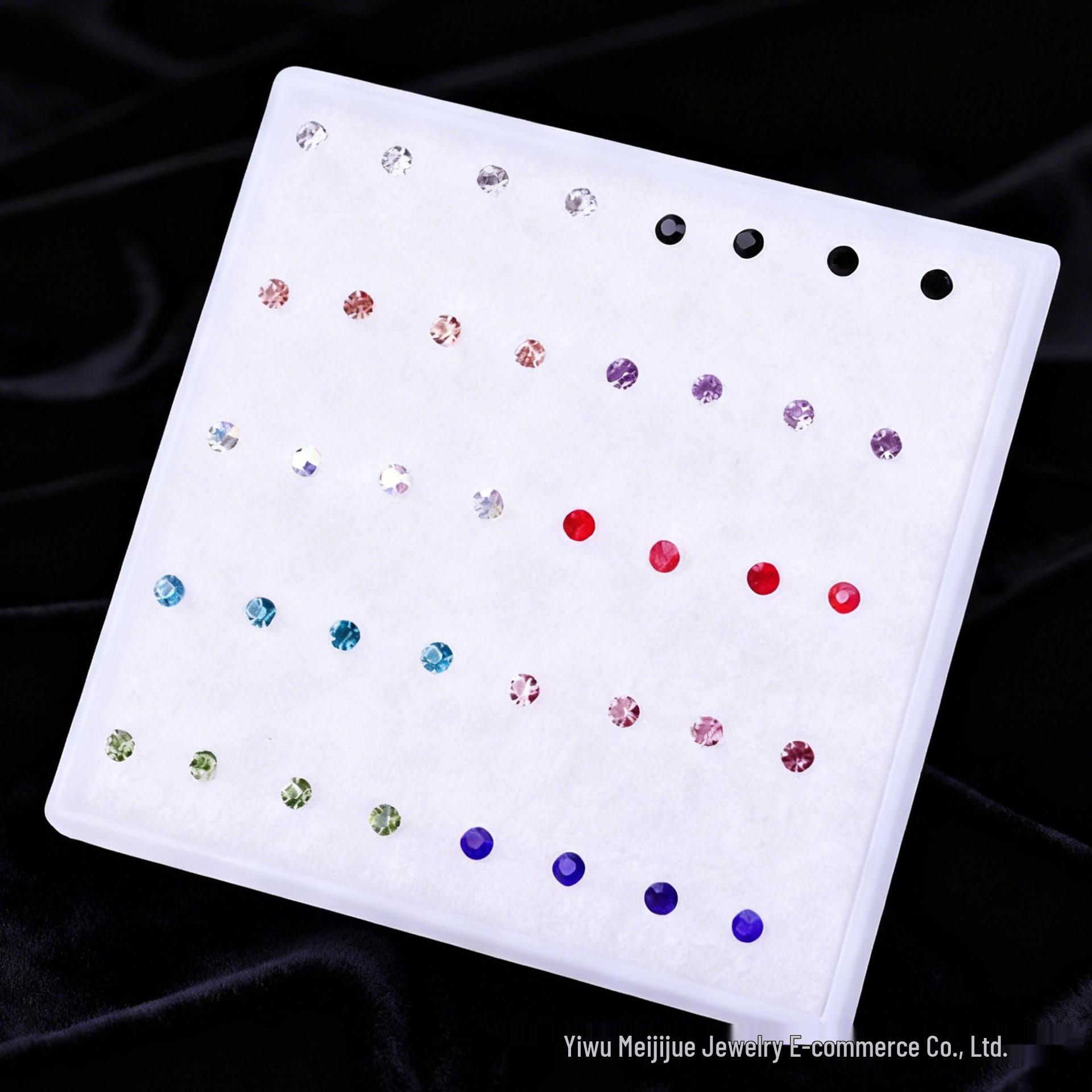 Набор ярких сережек-гвоздиков для хряща из смолы с цирконами (2025) Standard