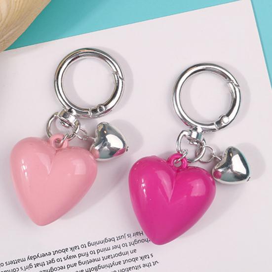 Keychain Pendant Metal Spring Buckle Smooth Open Close Mini Glossy Resin Heart Charm Key Chain Keys Bags Car