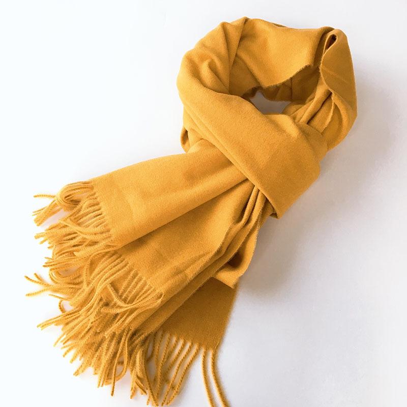 Autumn And Winter Thickened Warm Korean Version Shawl Women'S Fringed Silk Scarf Imitation Cashmere Versatile Solid Color Scarf