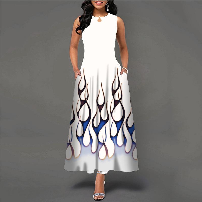 Women's clothing European and American style large size dress digital printing sleeveless versatile