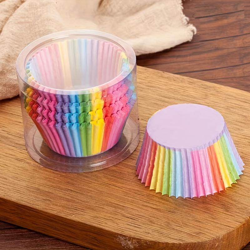 200pcs Rainbow Cupcake Liners Colorful Muffin Cups Paper Liners For Baking Muffin, Baking Cups With Food Grade Greaseproof Paper