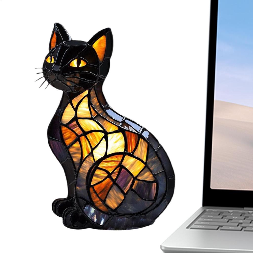 Animal Night Lights for Kids Cat Table Lamp Night Lights for Kids Resin Spooky Halloween Decorations for Christmas Birthday