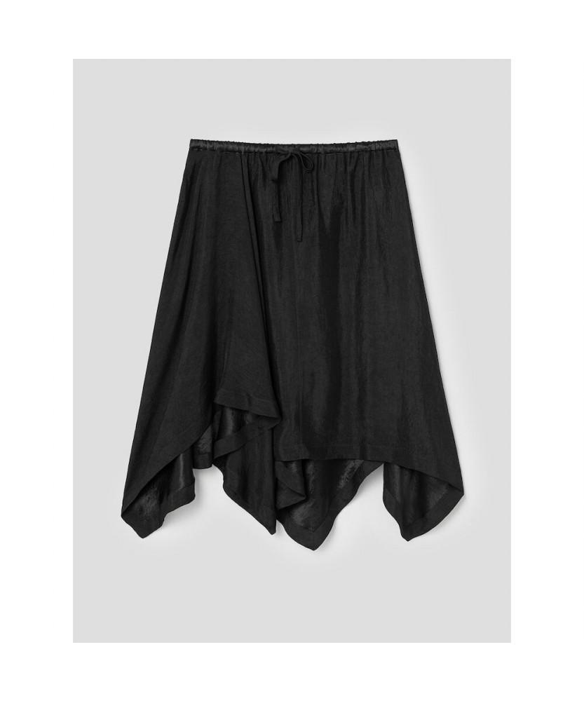 Anggae Unbalanced Satin Skirt Black