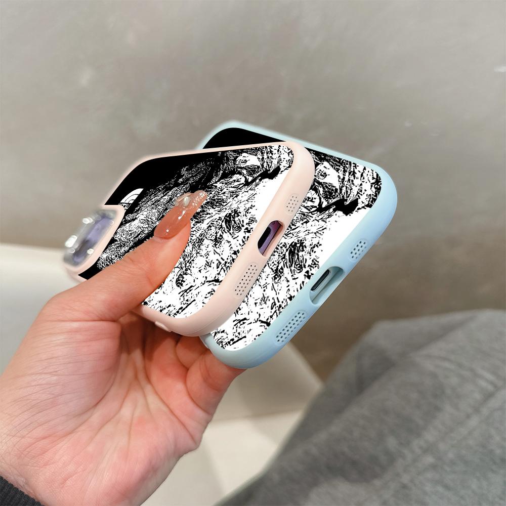 Pro iPhone 15 14 13 11ProMax 14 15 16 Samsung S25 S24 S23 S22 Redmi 10 13 14C Kreslená Černá Kočka Stříbrný Okraj Měkké Tekuté Silikonové Ochranné Pouzdro