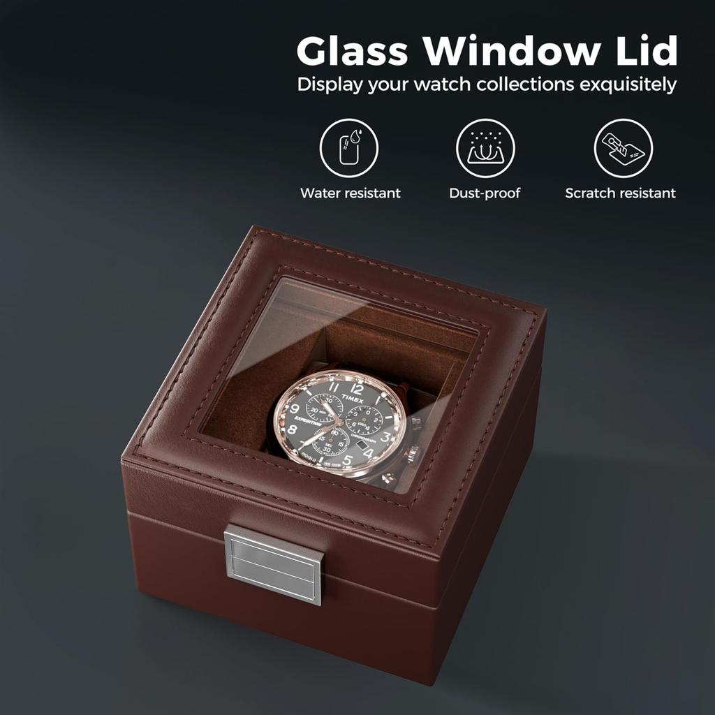 ProCase Watch Box for 1 Slot Watch Watch Storage Watch Holder Organizer for Watch Display Case with Glass Lid Men, Men's Case, Men,