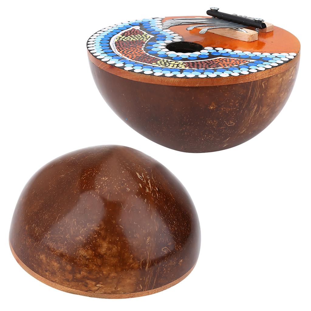 7 Key Tuneable Coconut Shell Mbira Portable Finger Thumb Piano Musical Instrument