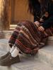 Fair Isle Ethnic Style Women's Fleece Drawstring Lantern Skirt for Autumn/Winter