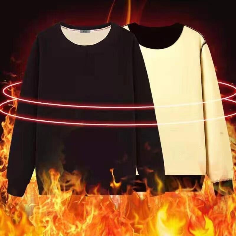 Felpa Uomo Autunno Inverno Pile Spesso Monocolore A Prova di Freddo Calda Girocollo