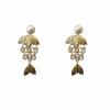 European-American Zirconia Fishtail Tassel Earrings with Pearls - Exaggerated, High-End Light Luxury Design for Women