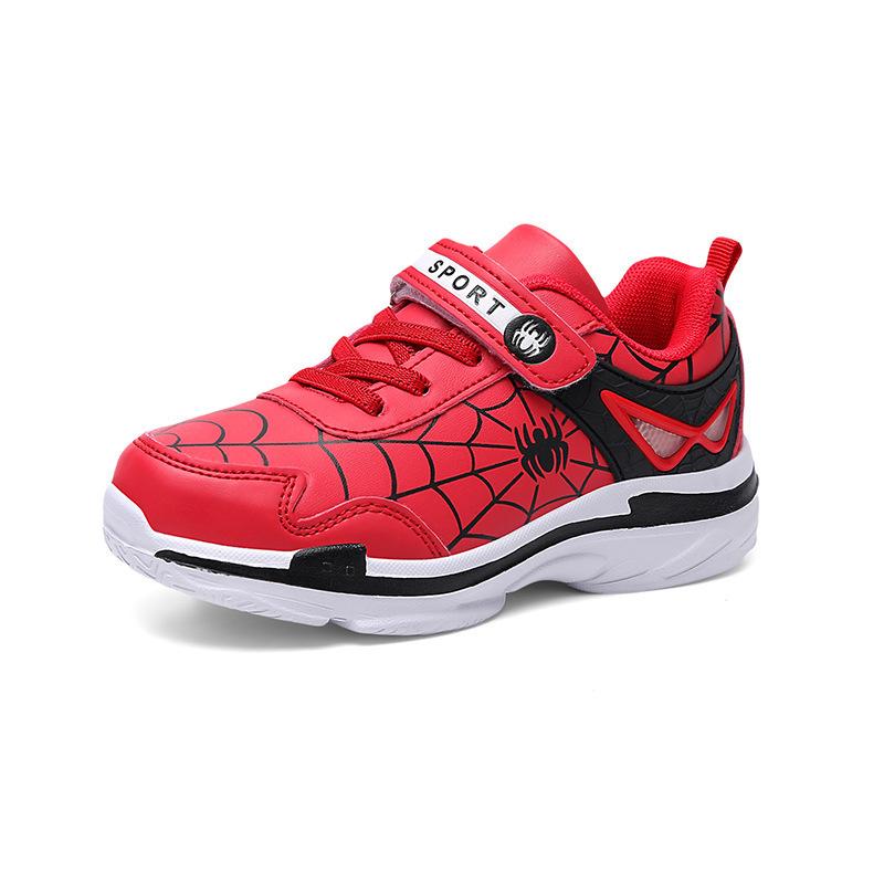 Cross-border boys' spider man children's shoes, autumn leather wear-resistant lightweight sneakers, children's baby fashion running shoes