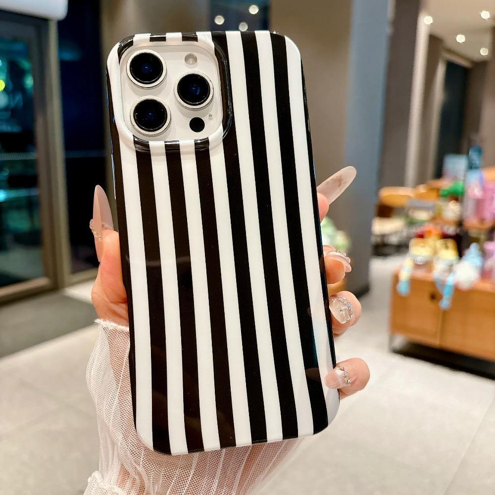 Cute Striped Phone Case for 17 Pro Max 16 15 Plus 14 13 Case Soft TPU Slim Shockproof Phone Cover for Women Girls