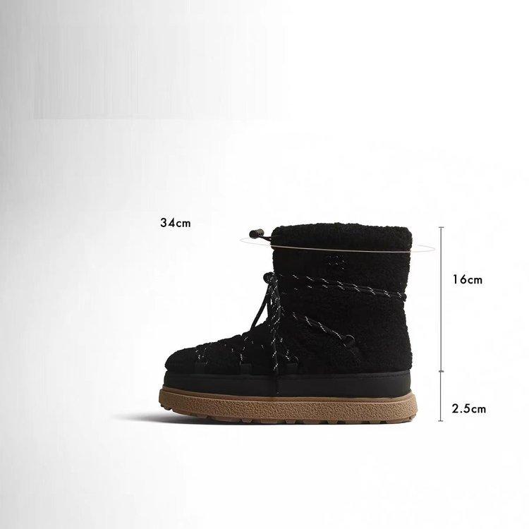 Thick-soled White Snow Boots, Small Warm and Piled Thickened Northeast Cotton Shoes 2025 Strap Design Fluffy Shoes for Women